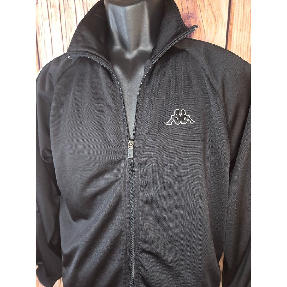 Kappa Mens Small Black Polyester Track Jacket With Logo & Full Zip